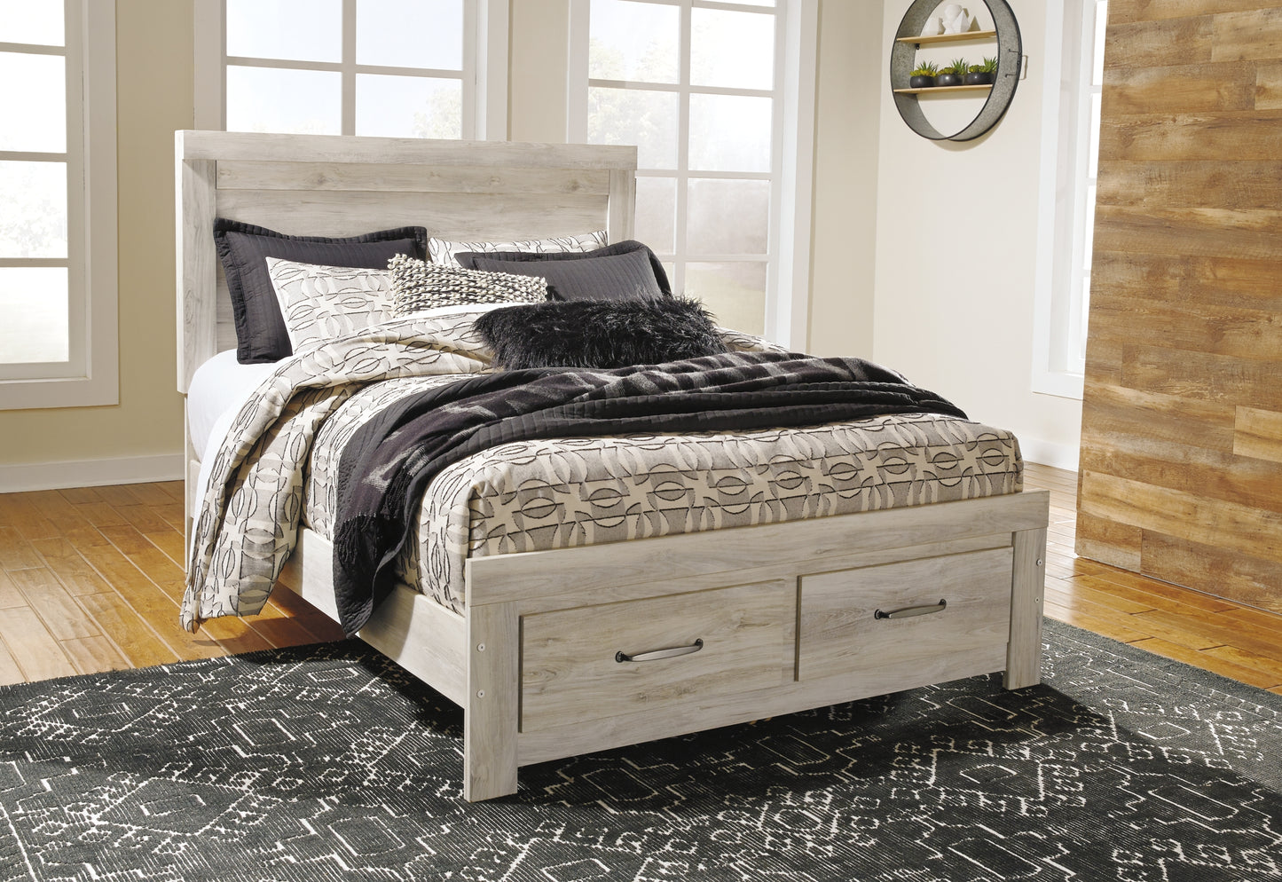 Bellaby Platform Bed With 2 Storage Drawers With Mirrored Dresser And Chest