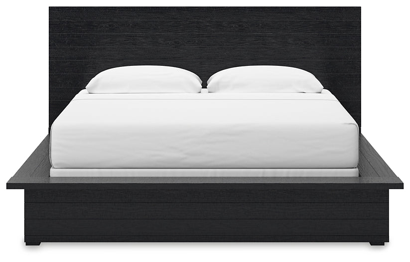 Londer King Panel Bed with Mirrored Dresser and Chest