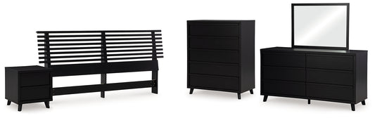 Danziar King Slat Headboard, Dresser, Mirror, Chest and Nightstand