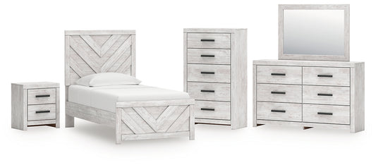 Cayboni Twin Panel Bed, Dresser, Mirror, Chest and Nightstand