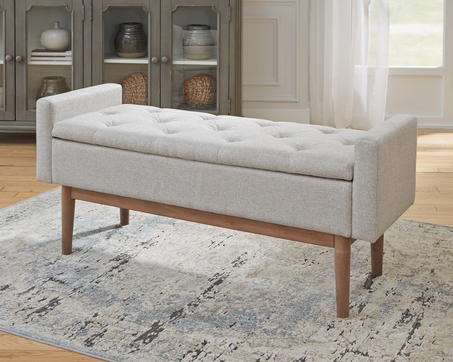 Mid century modern storage bench deals