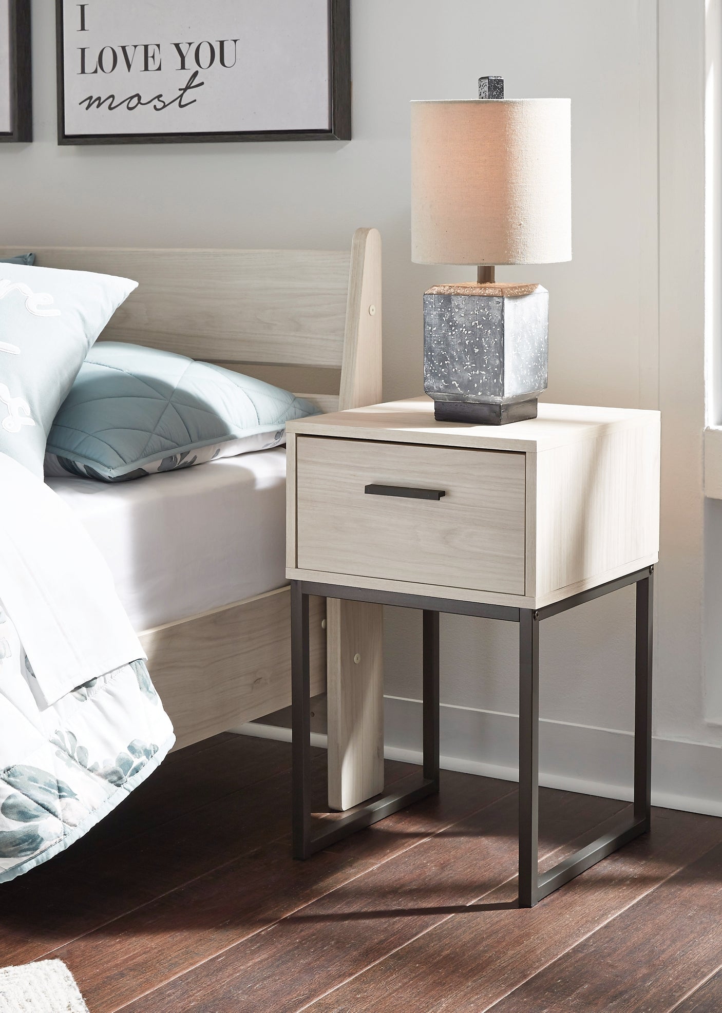 Mixed material top nightstand target