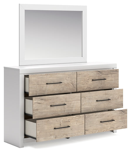 Charbitt Queen Panel Bed with Mirrored Dresser