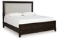 Neymorton California King Upholstered Panel Bed with Mirrored Dresser and 2 Nightstands
