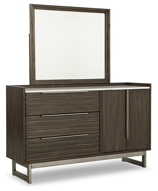 Arkenton King Panel Bed with Mirrored Dresser and Chest