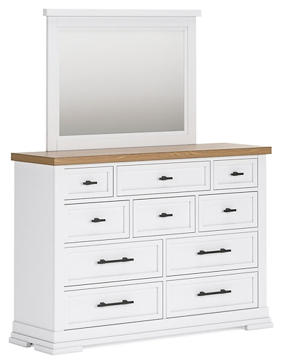 Ashbryn King Panel Storage Bed with Mirrored Dresser, Chest and Nightstand