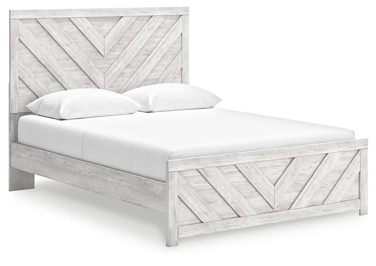 Cayboni Queen Panel Bed with Mirrored Dresser, Chest and Nightstand
