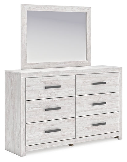 Cayboni Twin Panel Bed with Mirrored Dresser and Chest