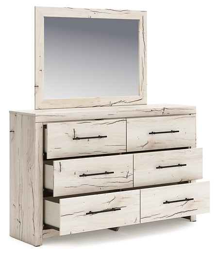 Lawroy Queen Panel Storage Bed with Mirrored Dresser and Chest