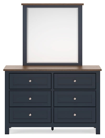 Landocken Full Panel Headboard with Mirrored Dresser, Chest and Nightstand