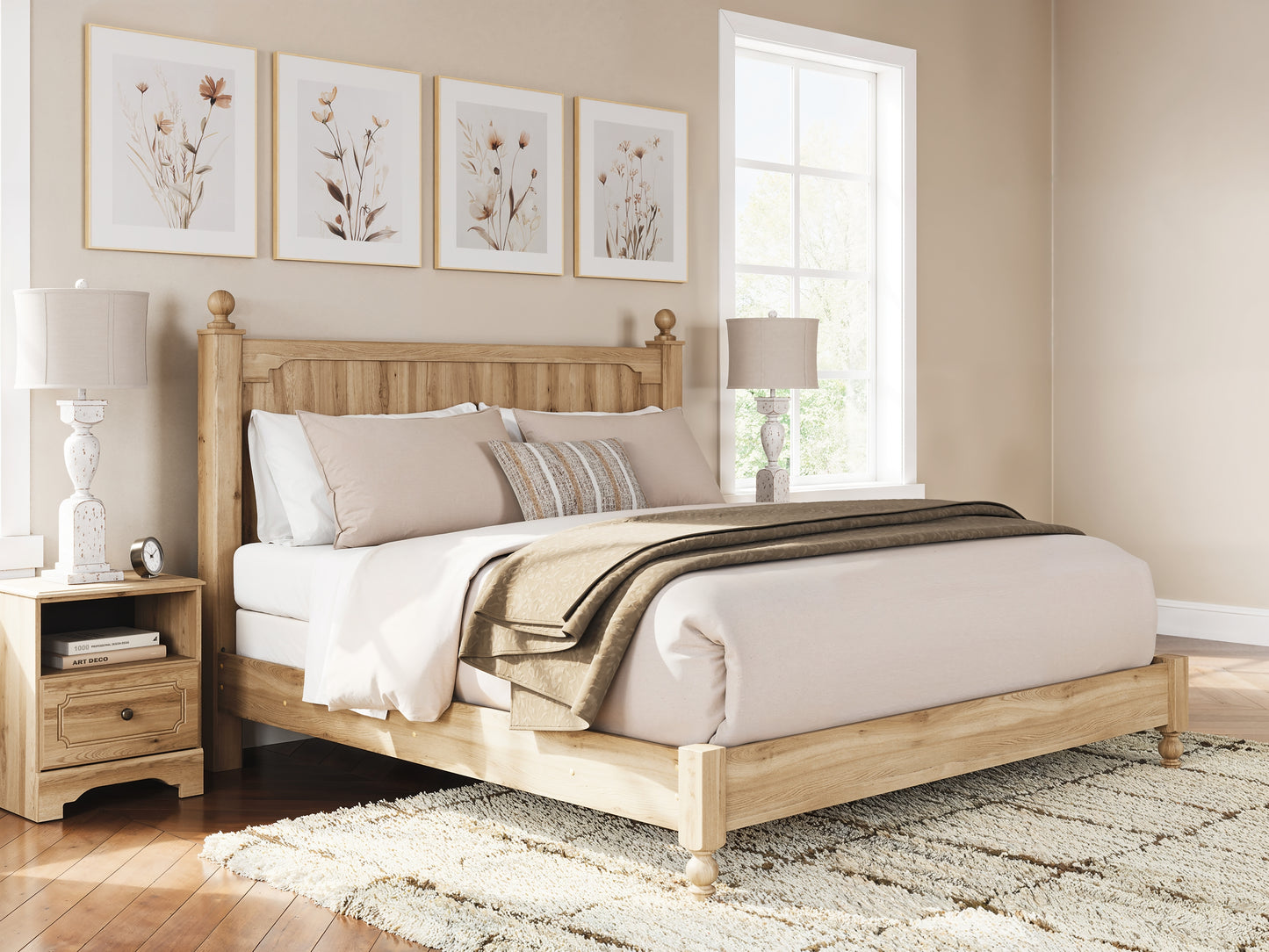 Aleaport King Panel Bed with Mirrored Dresser