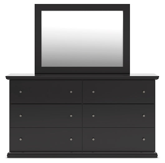 Maribel Twin Panel Bed with Mirrored Dresser and Chest