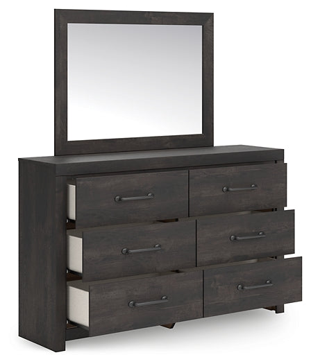 Hollivern Twin Panel Bed with Storage with Mirrored Dresser and Nightstand