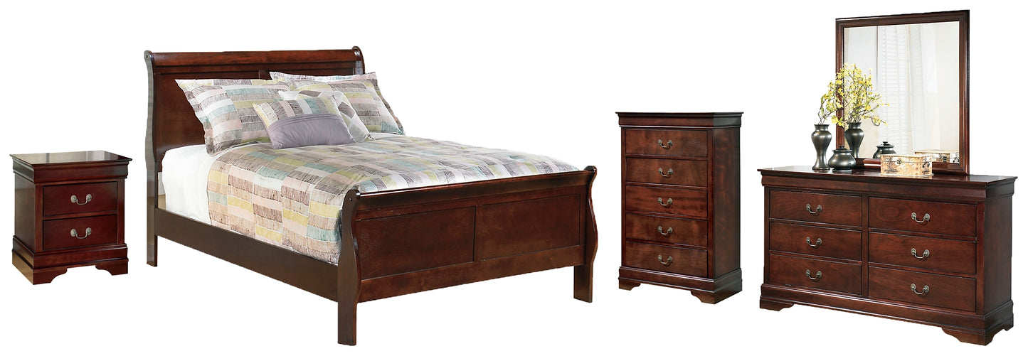 Alisdair Queen Sleigh Bed with Mirrored Dresser, Chest and Nightstand