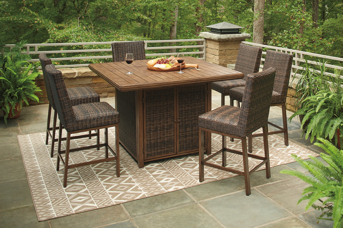 Paradise Trail Outdoor Bar Table and 6 Barstools