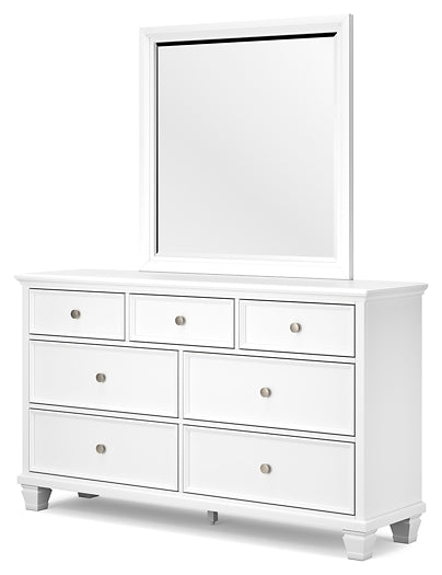 Fortman California King Panel Bed with Mirrored Dresser and Nightstand
